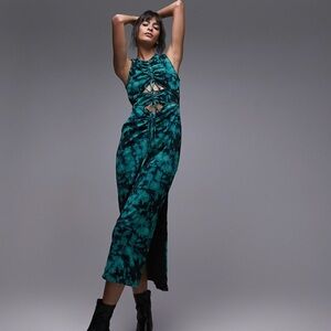 Topshop Teal Tie-Dye Maxi Dress